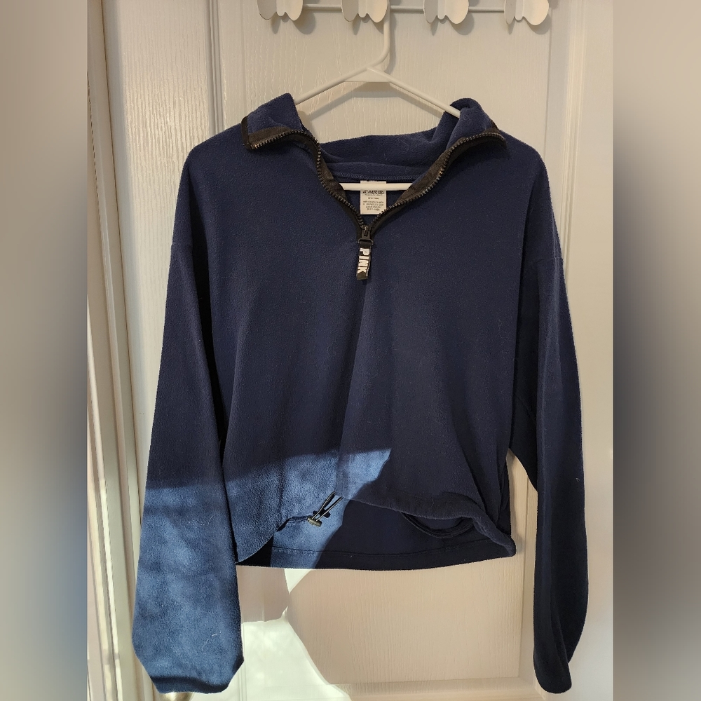 VS PINK Cropped Navy Quarter Zip